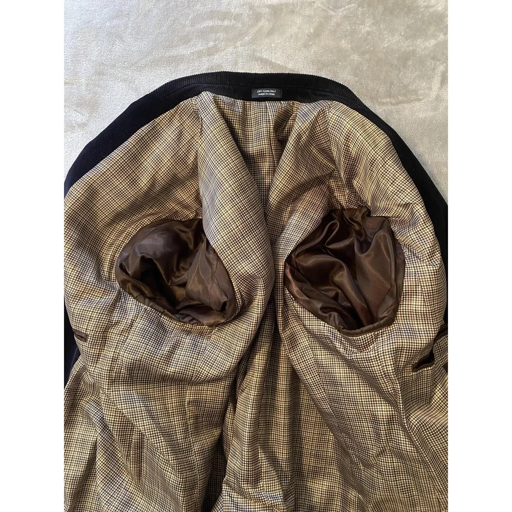 Saddlebred Blazer Mens 40R Black Corduroy‎ Two Button Classic Wedding Career